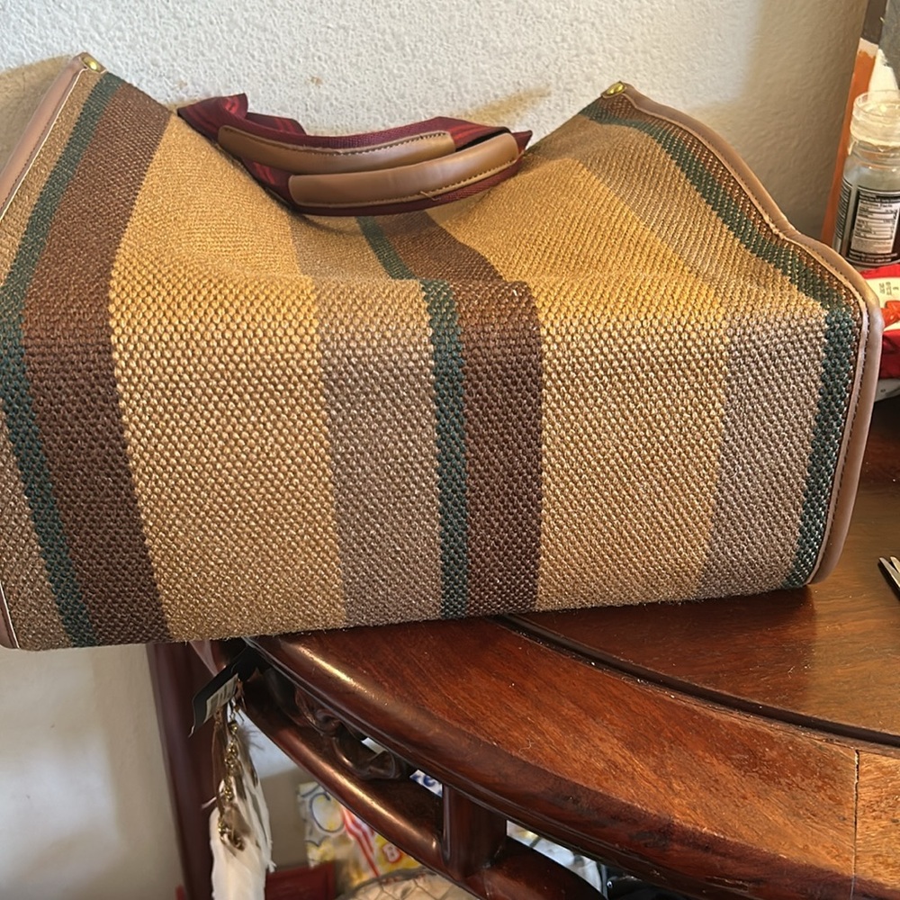 Striped Brown and Tan Tote Bag - Picture 6 of 8